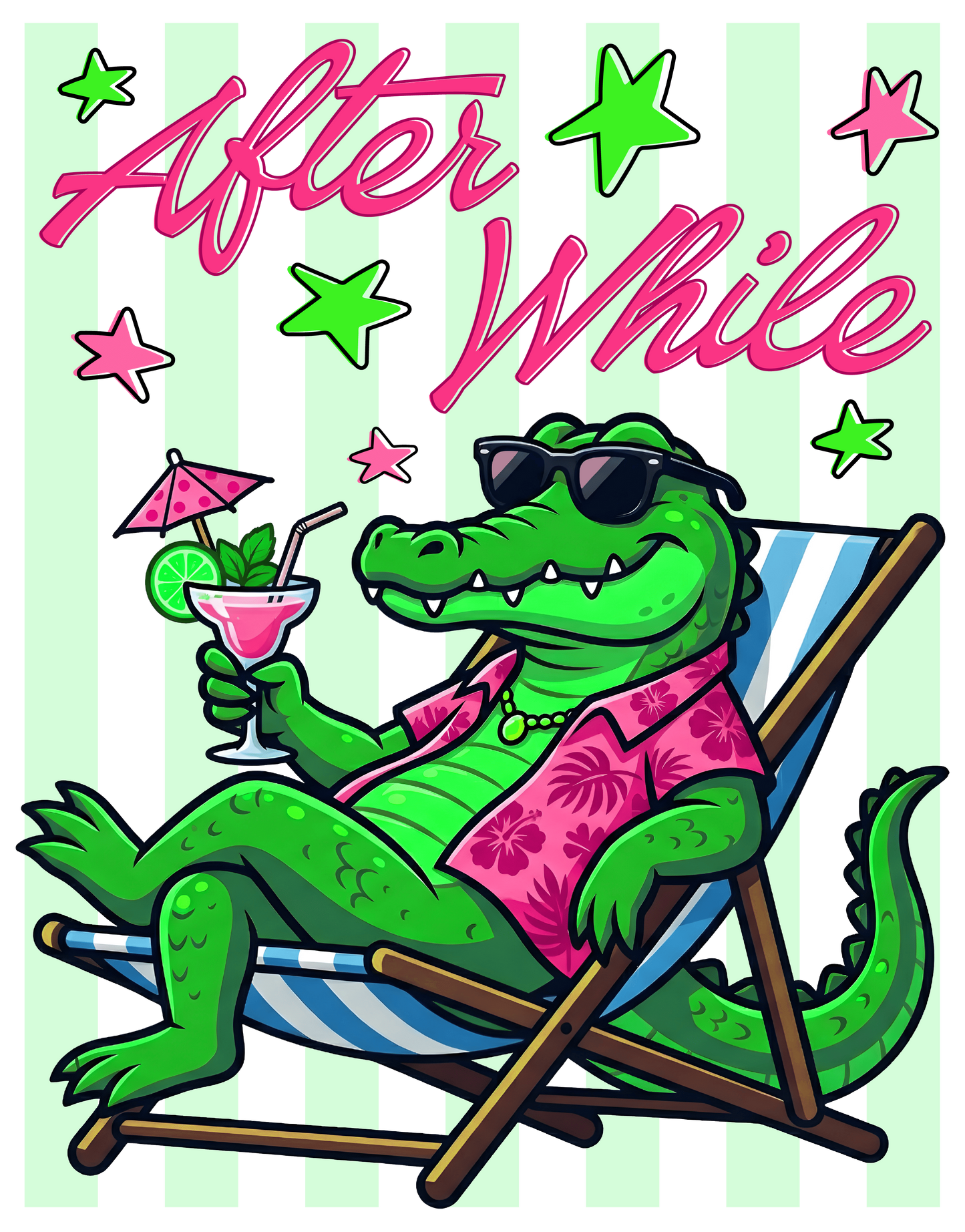 Later Gator After While Crocodile Front & Back Printed Tee