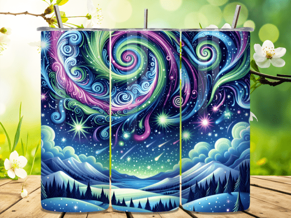 20oz Skinny Tumbler- Aurora Swirl