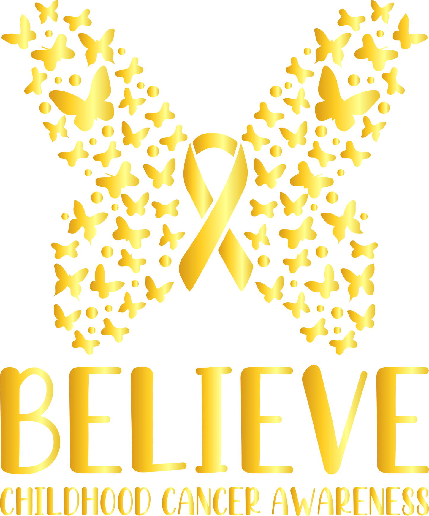 Believe- Childhood Cancer Awareness Butterfly