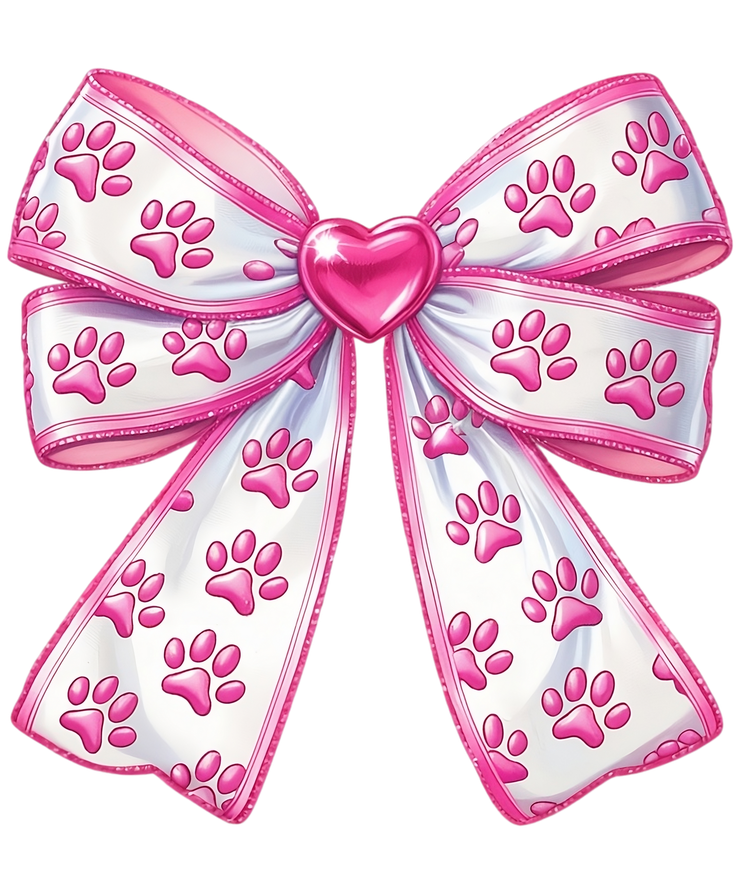 Cat or Dog paw print Coquette Bow in pink