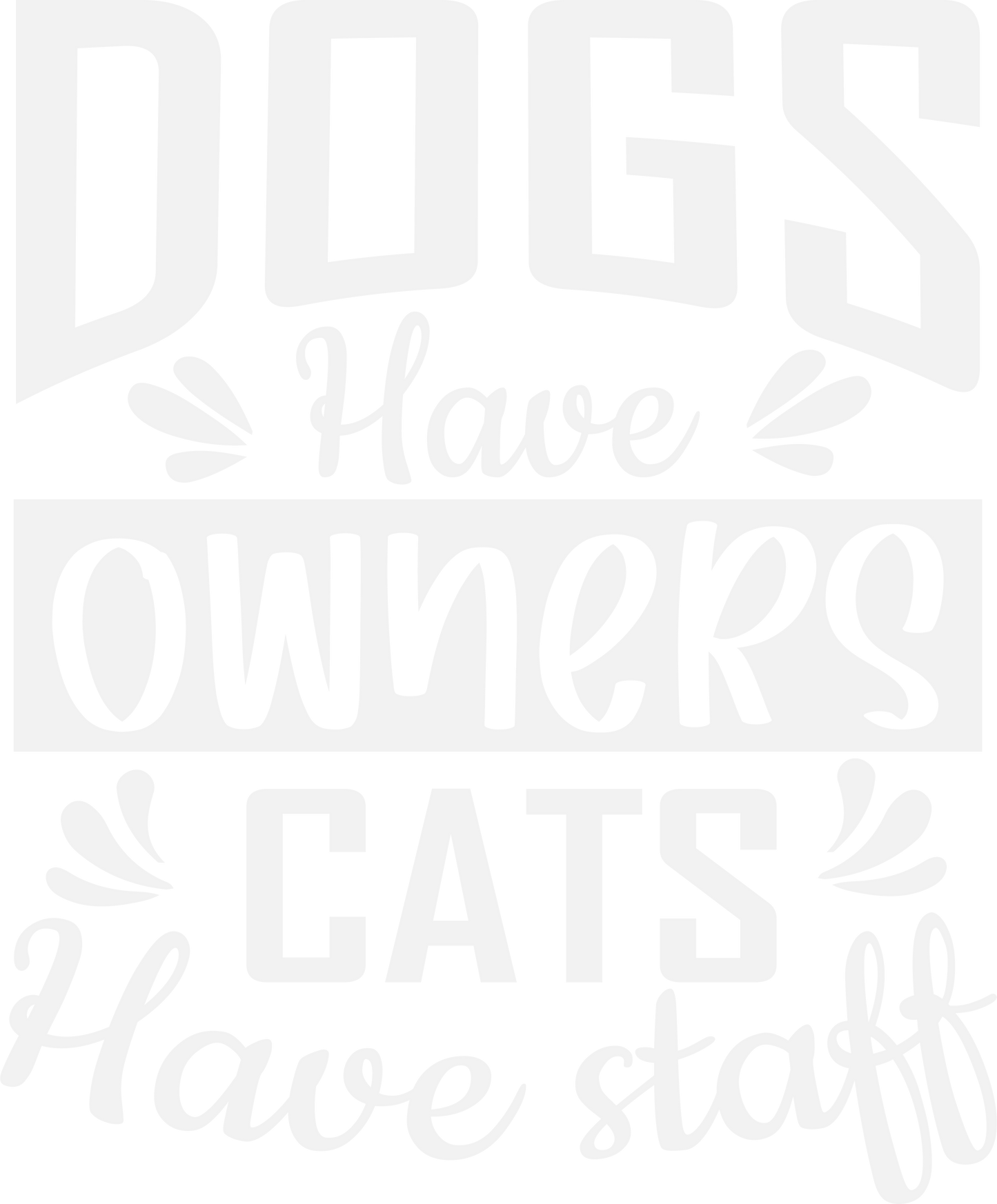 Dogs Have Owners Cats Have Staff (white print)