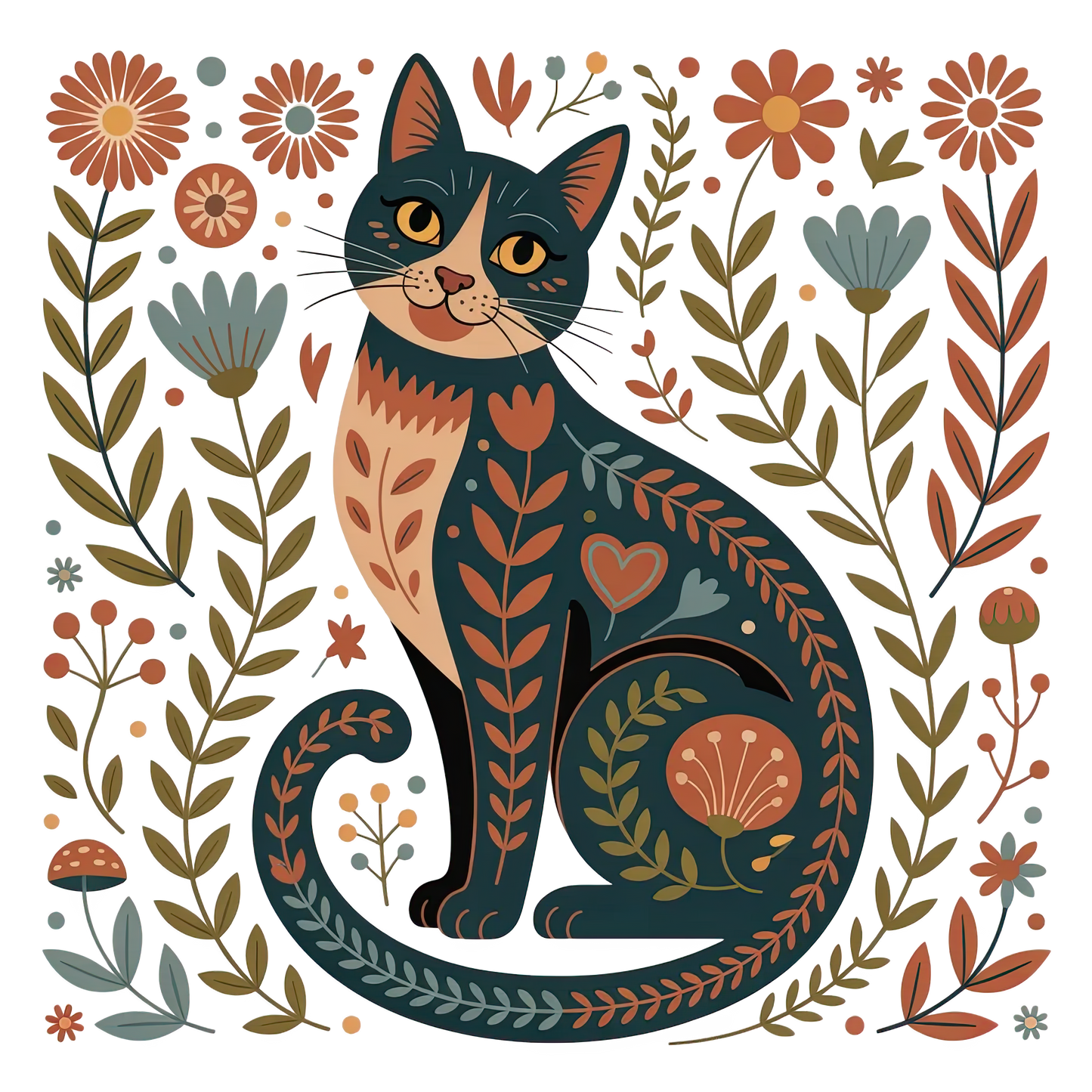 Floral Calico Cat