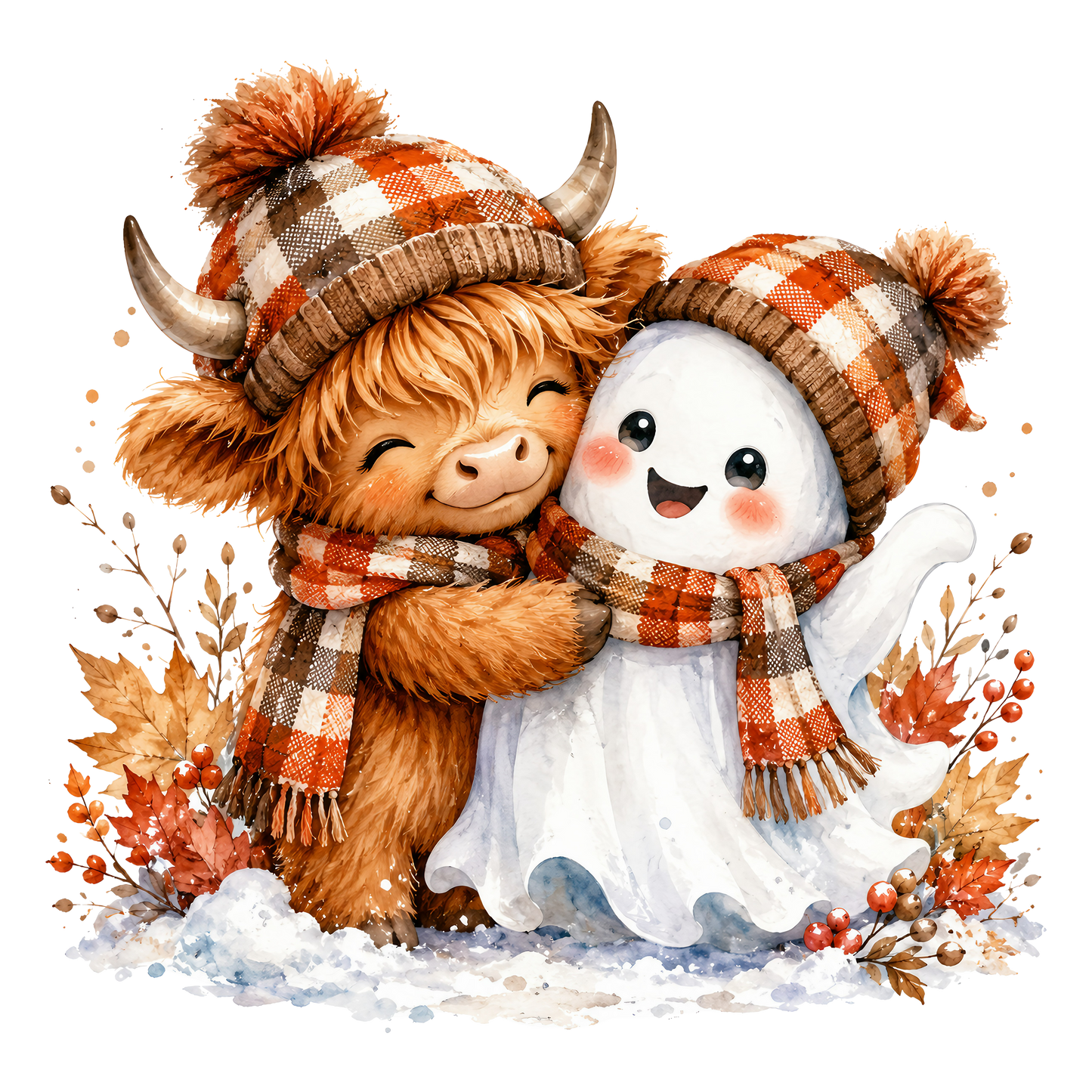 Fall Highland with Snowman