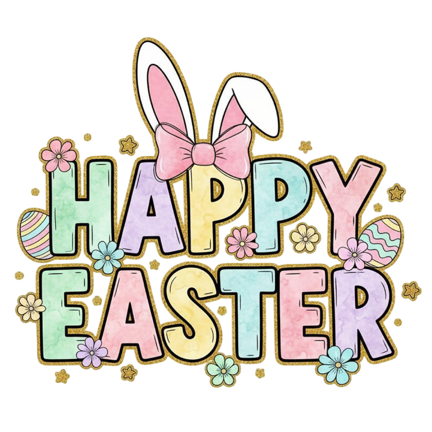 Happy Easter with Bunny Ears pastel
