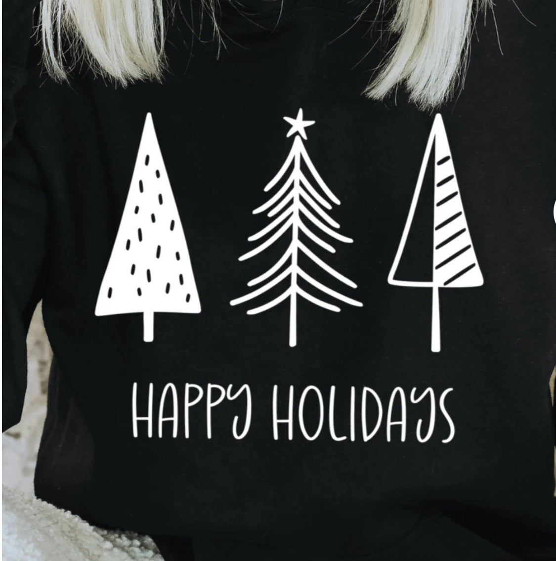 Happy Holidays White Trees & Print