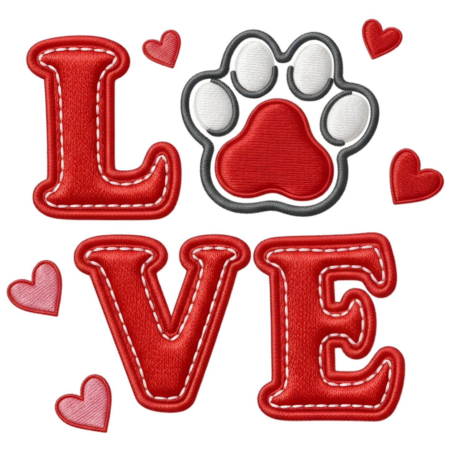 LOVE Cat paw, hearts Valentine's