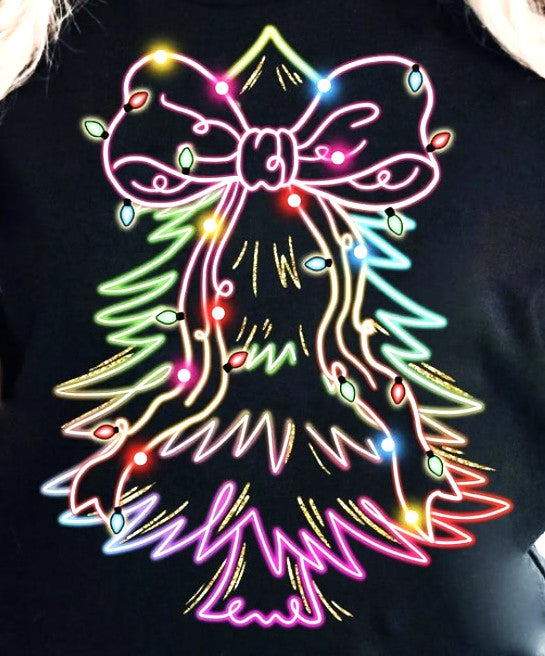 Neon Lights Christmas Tree w/ Bow Topper