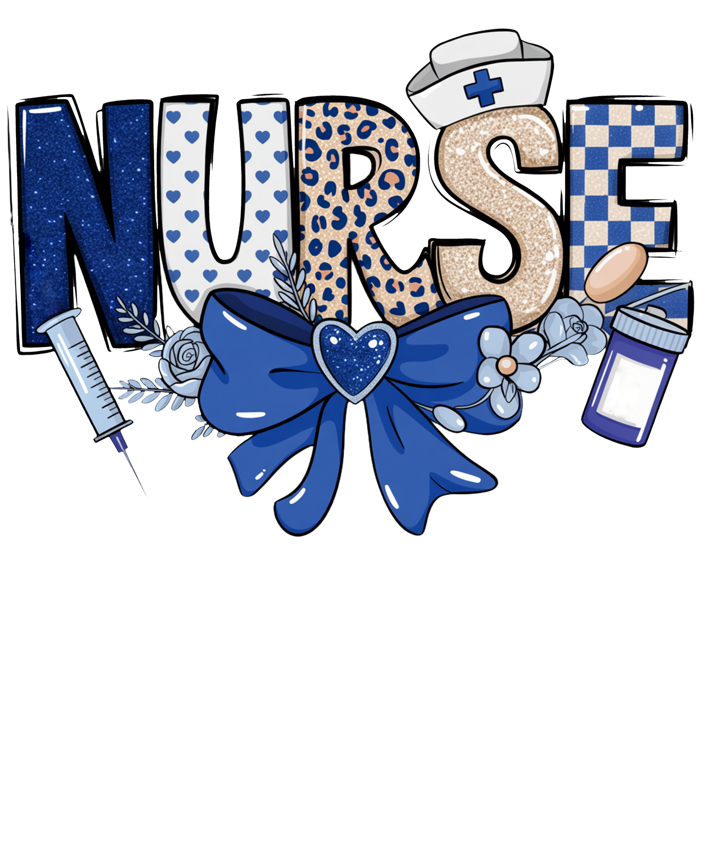 Nurse Preppy Blue w/ bow
