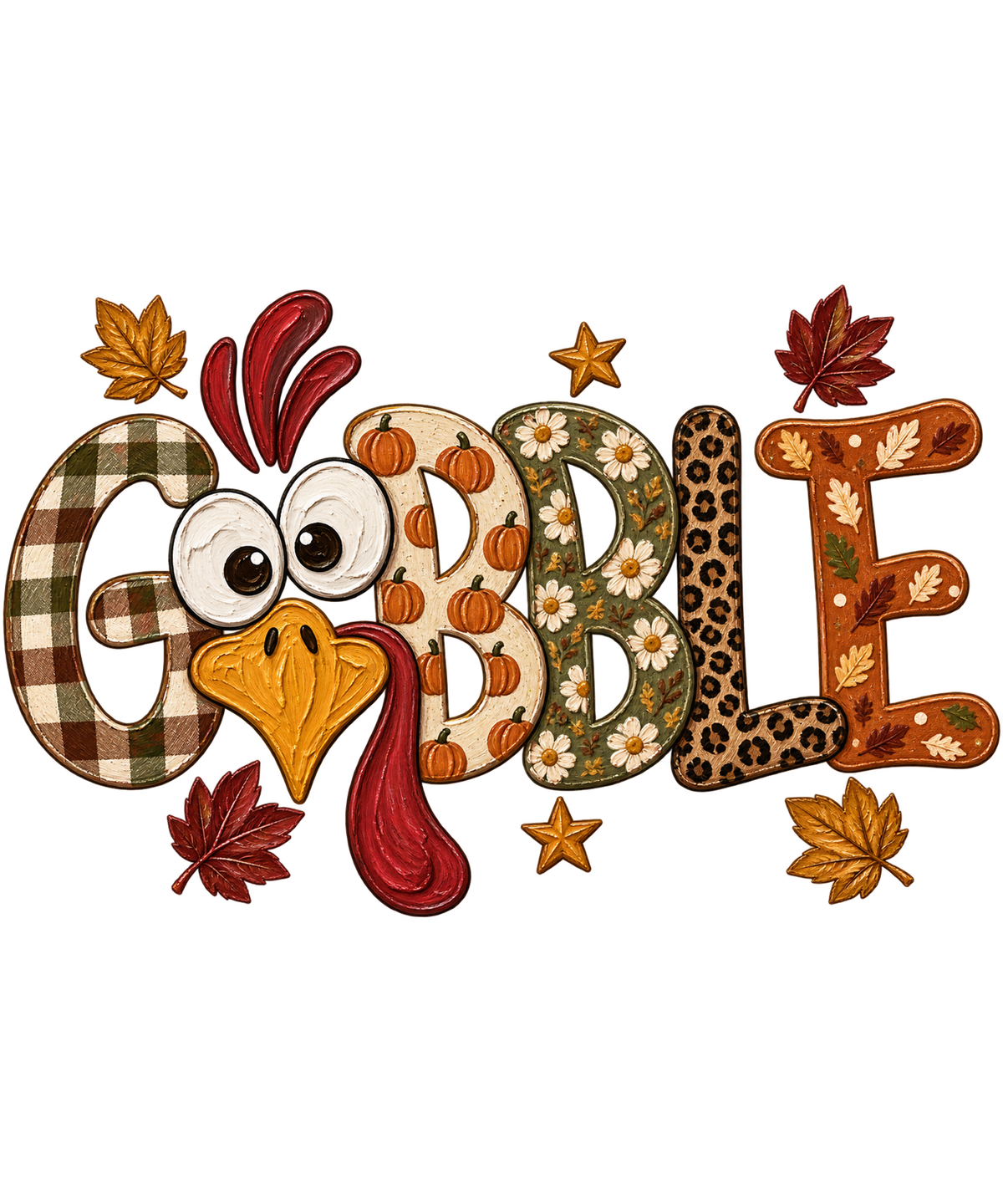 Preppy Gobble Patterned Letters