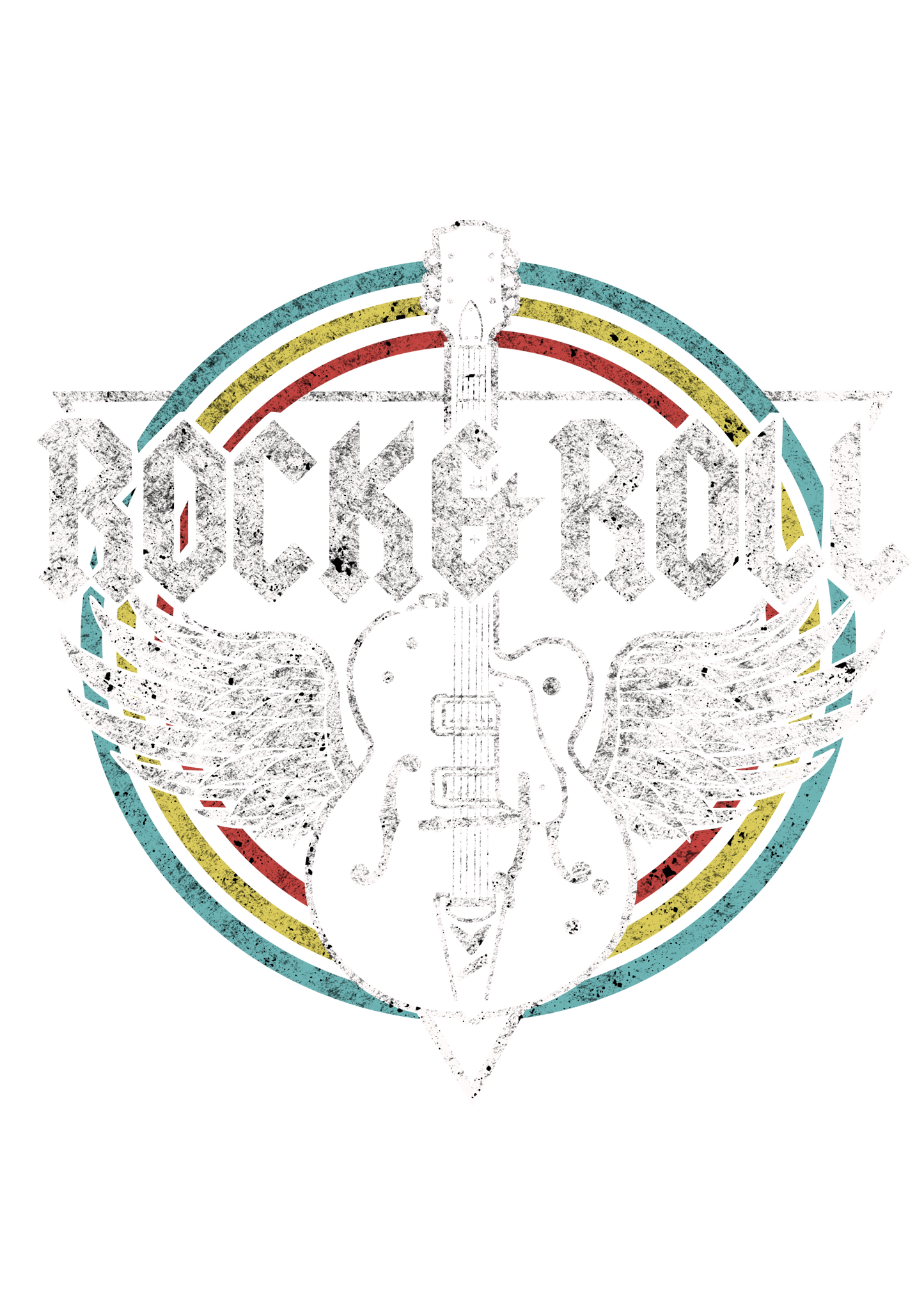 Rock & Roll White Guitar with Wings