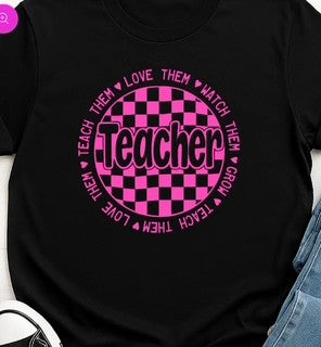 Teacher Hot Pink Checkered