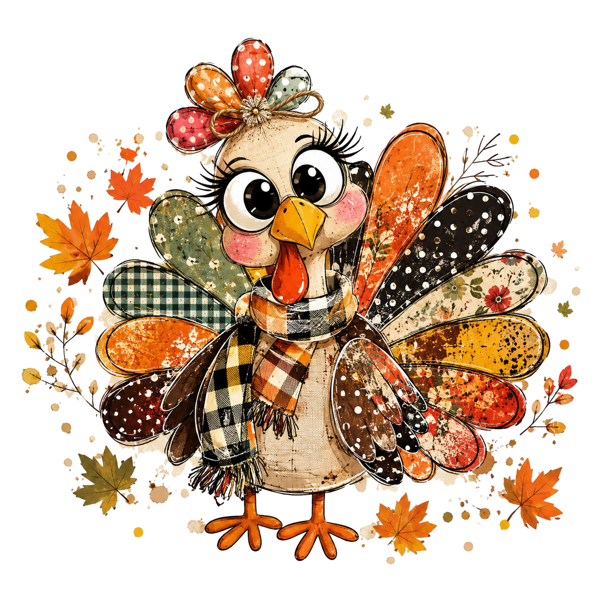 Thanksgiving Silly Turkey Patterned Turkey Feathers