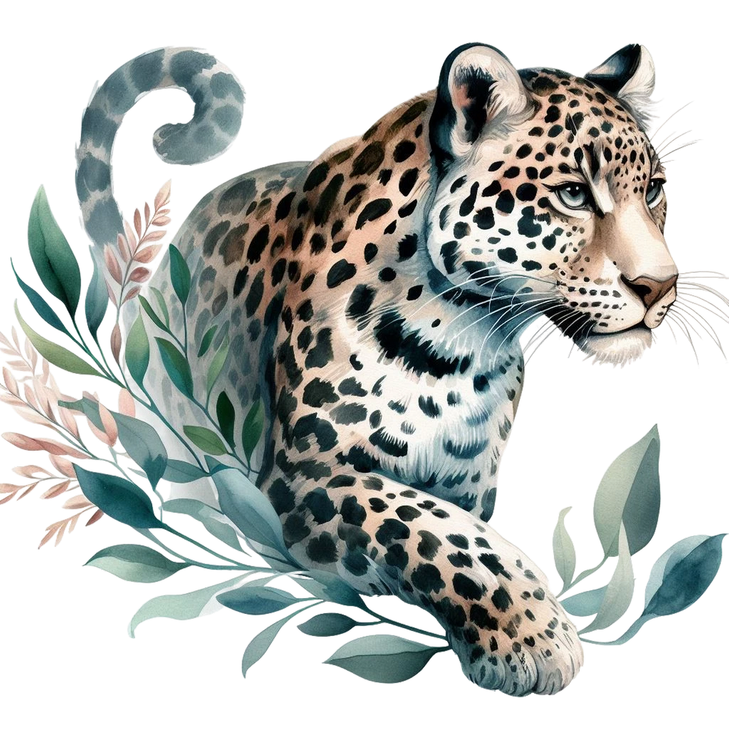 Leopard With Flowers