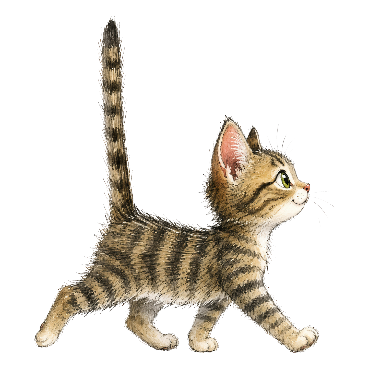 Whimsical Cute Striped Kitten