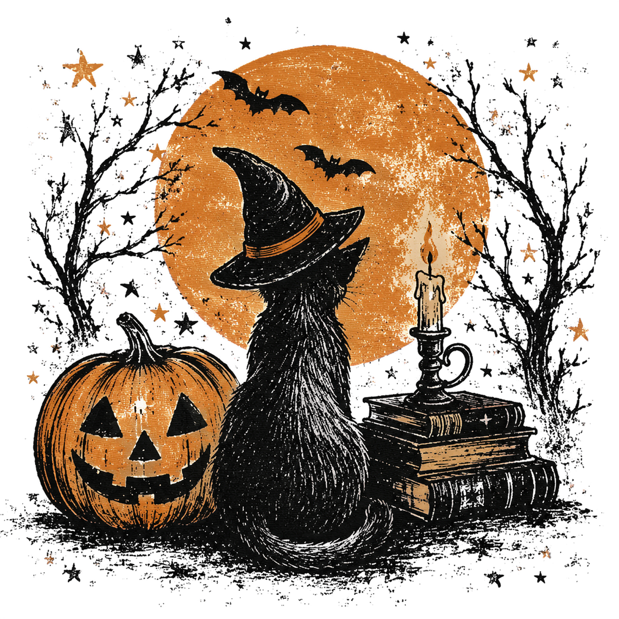 Witch Cat Pumpkin Halloween