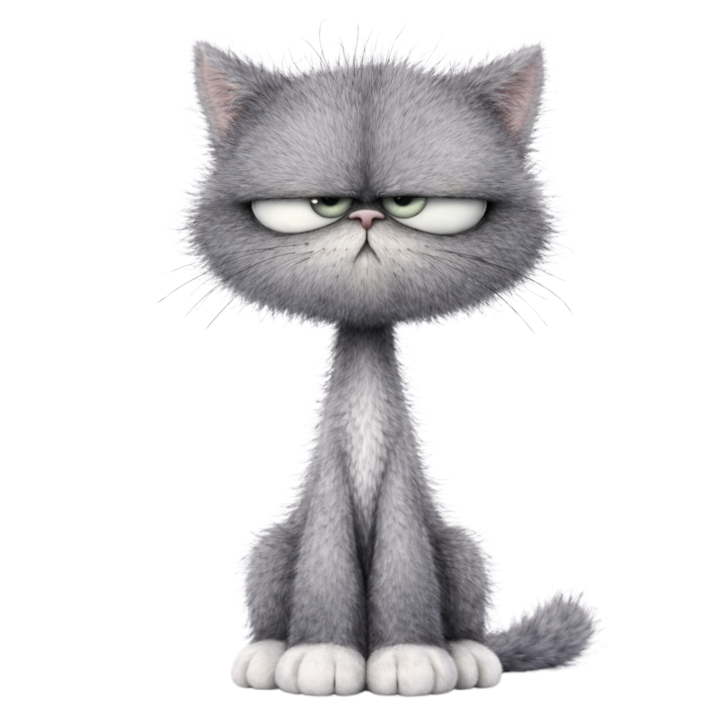 Grumpy Cute Gray Cat