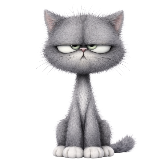 Grumpy Cute Gray Cat