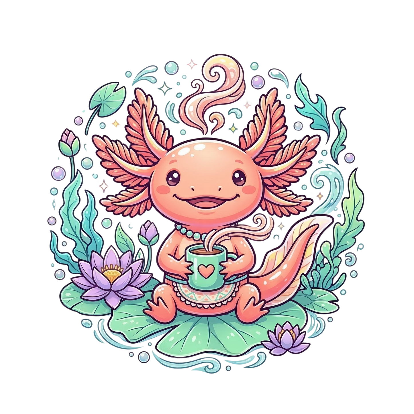 Axolotl Drinking Coffee