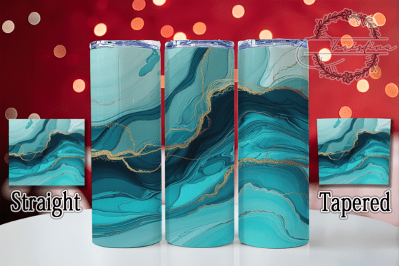 20oz Skinny Tumblers- Blue Ink Marble Look