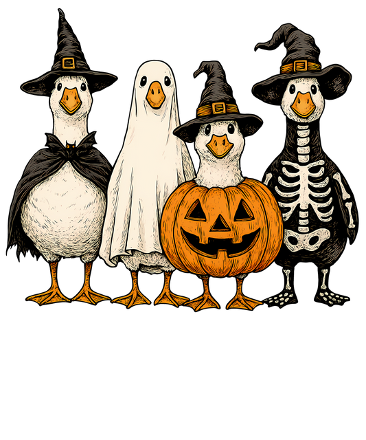 Boo Ghost, Jack O'Lantern Skeleton Witch Geese