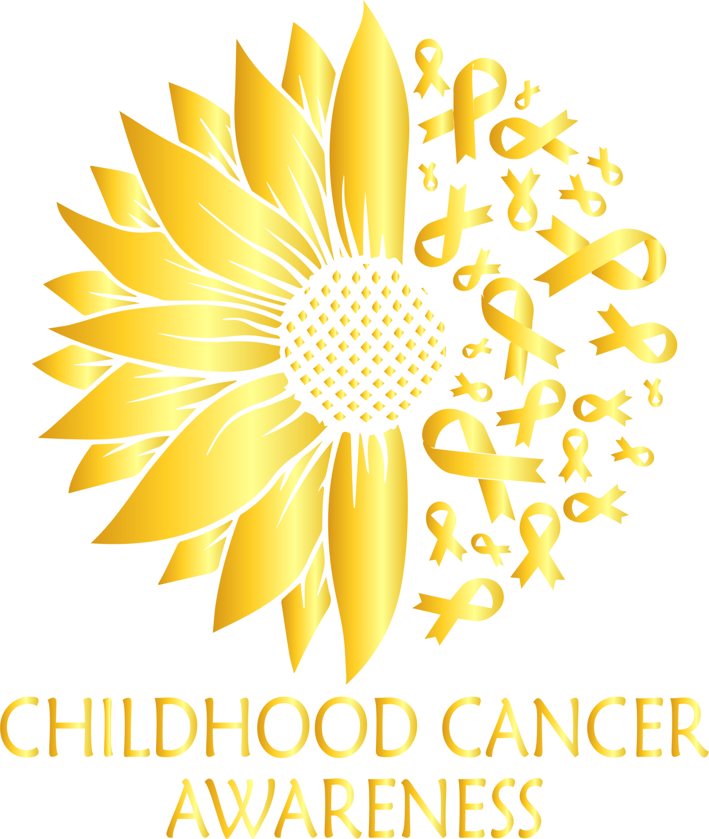 Childhood Cancer Awareness Yellow Sunflower with Yellow Ribbons