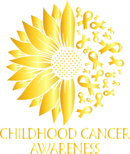 Childhood Cancer Awareness Yellow Sunflower with Yellow Ribbons