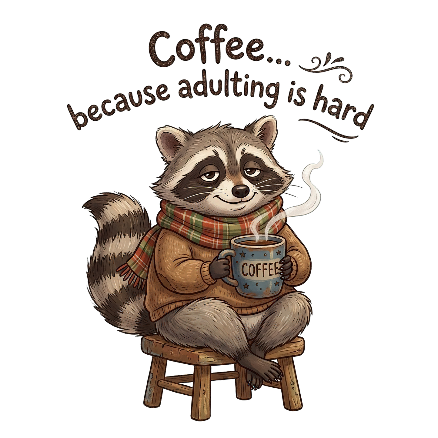 Coffee Because Adulting is Hard Raccoon