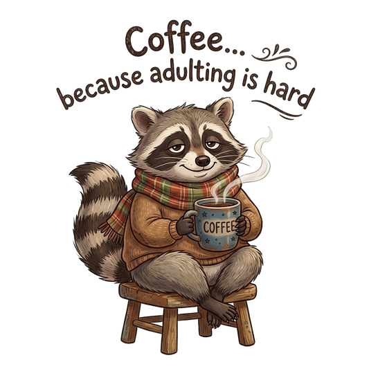 Coffee Because Adulting is Hard Raccoon