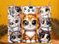 20oz Skinny Tumbler- Cute Cats Paw Prints