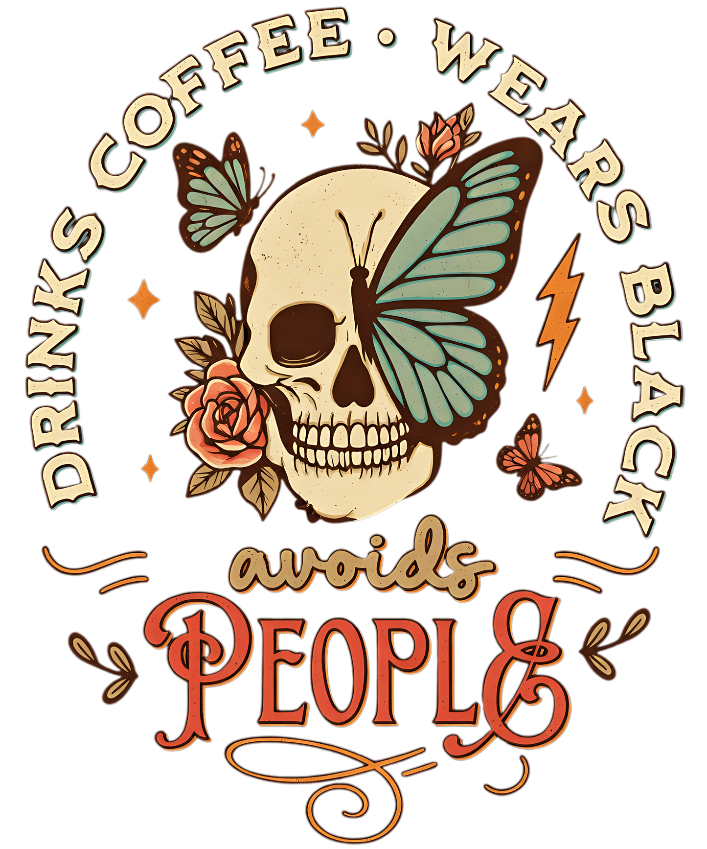Drinks Coffee Wears Black Avoids People