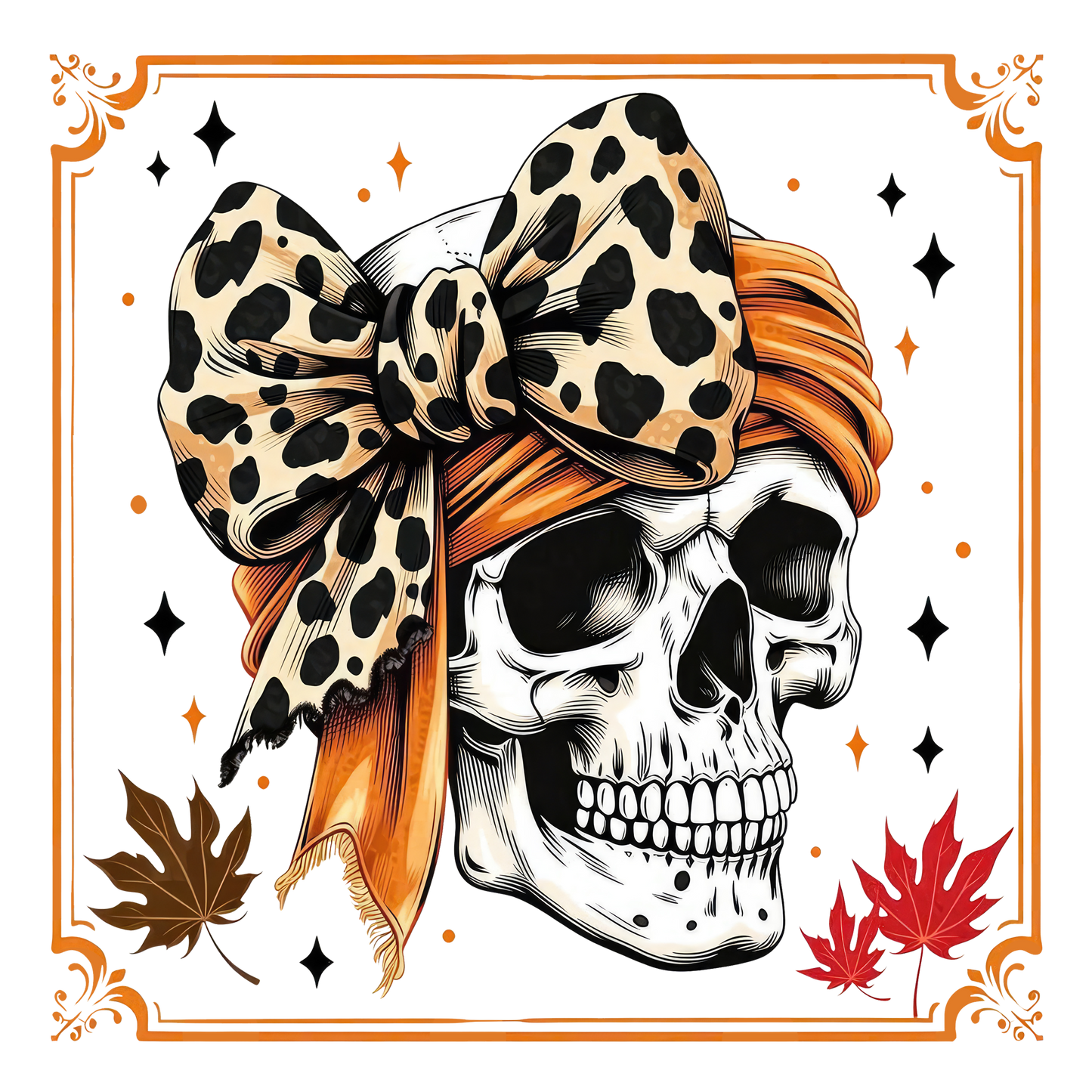 Fall Skull Head with Bow