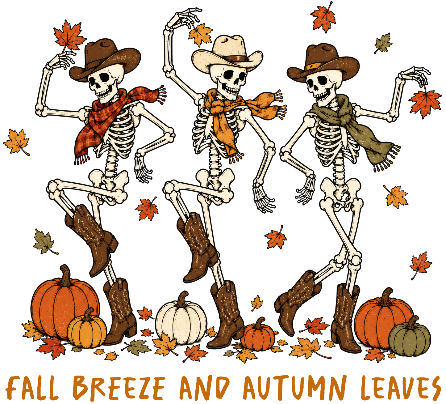 Fall Breeze and Autumn Leaves Dancing Skeletons