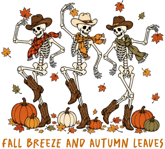 Fall Breeze and Autumn Leaves Dancing Skeletons