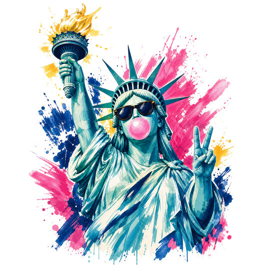 Floral Brushstroke Lady Liberty Bubble Gum