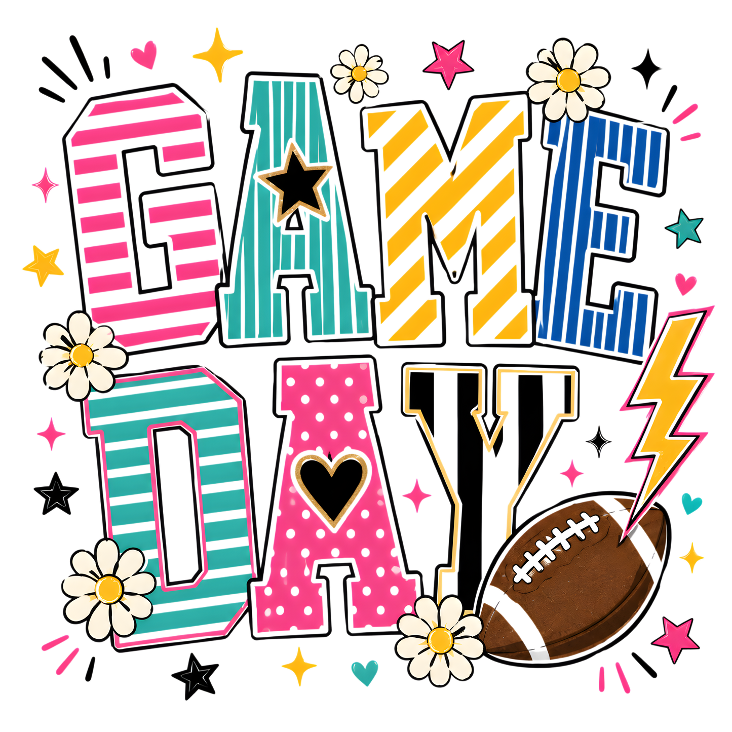 Game Day Bright Colored Stripes Football