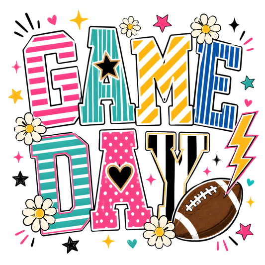 Game Day Bright Colored Stripes Football