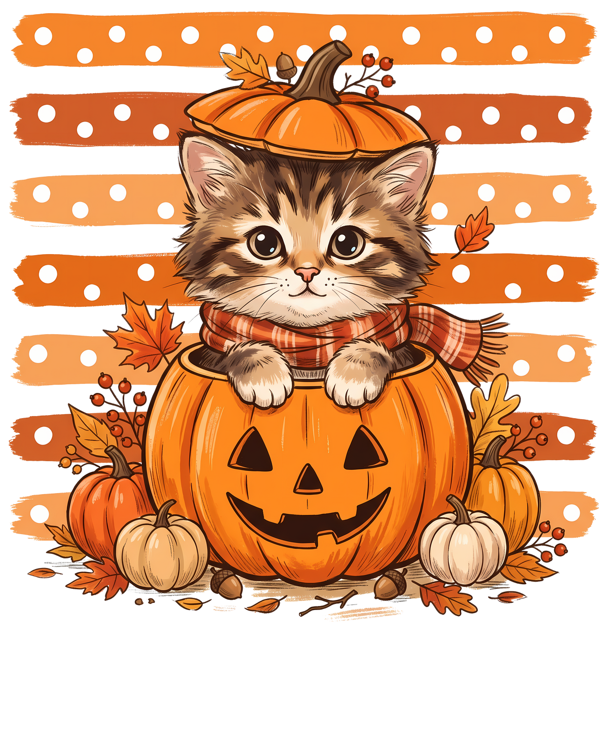Halloween Kitten in a Pumpkin Stripe