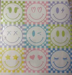 Smiley Emoji's Checkered Border in Pastel Colors