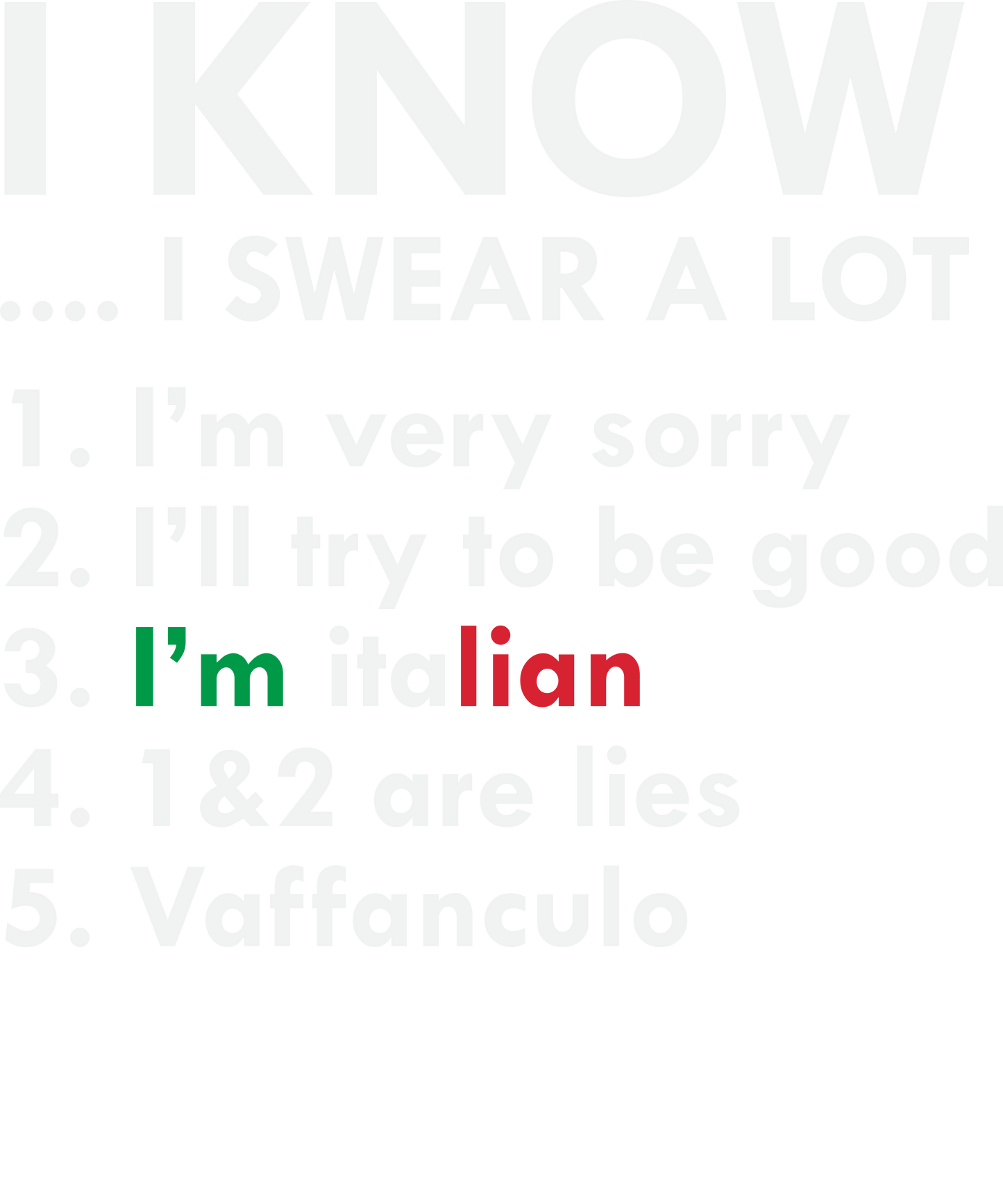 I Know I Swear A Lot- Italian