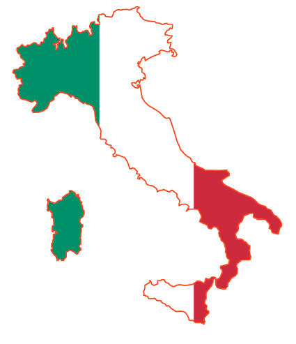 Italy Boot in Flag Colors