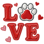 LOVE Cat paw, hearts Valentine's