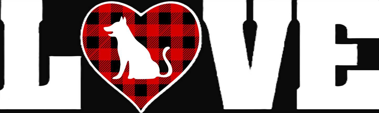 LOVE Dog red & black plaid