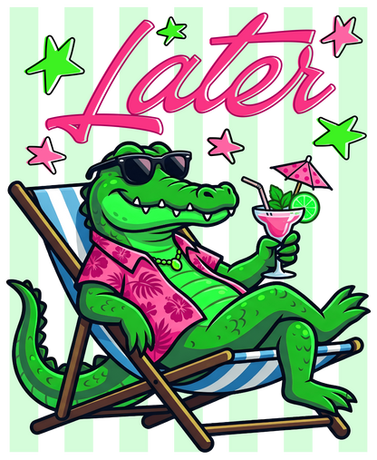 Later Gator After While Crocodile Front & Back Printed Tee
