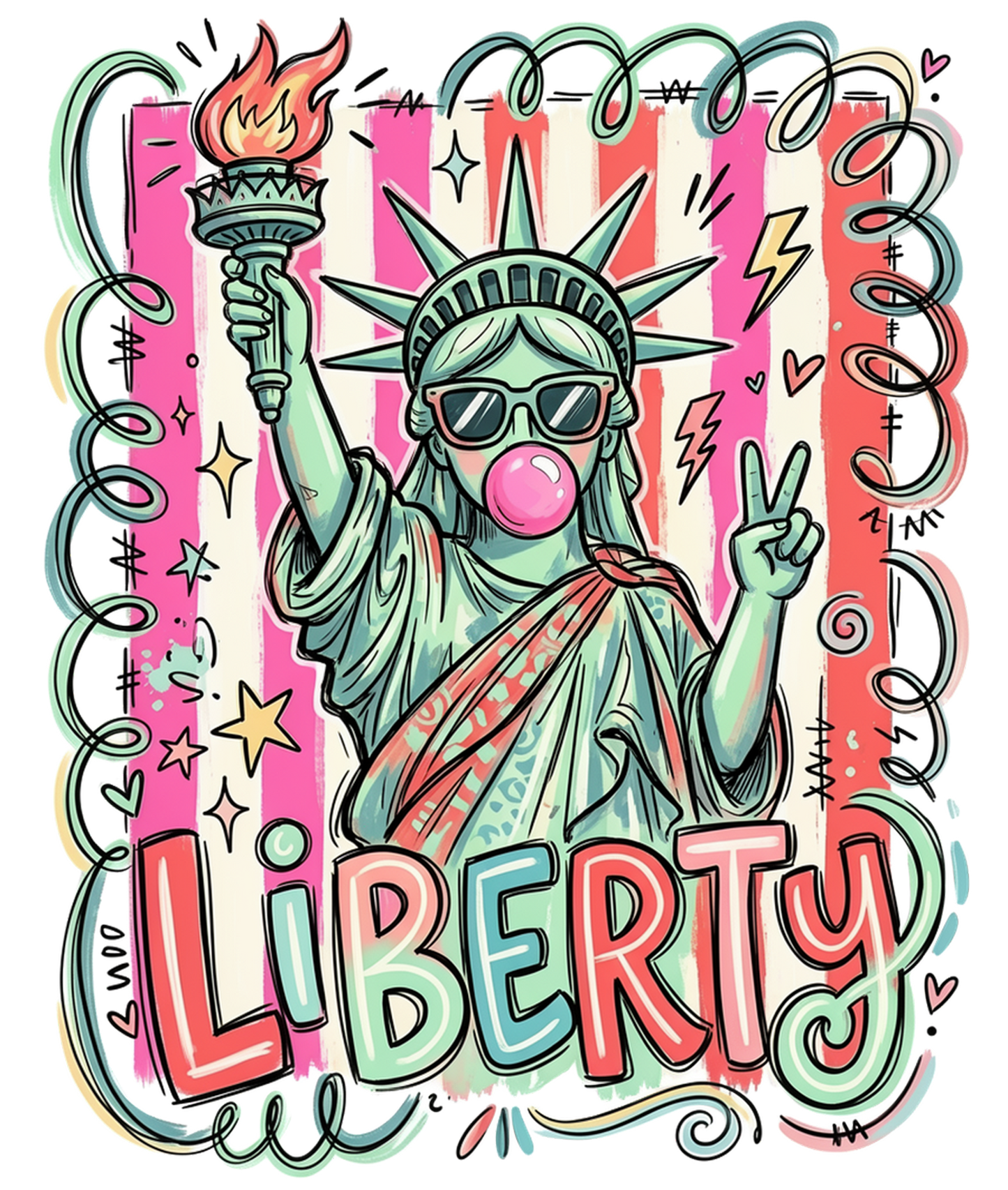 Statue of Liberty Blowing a Bubble Gum
