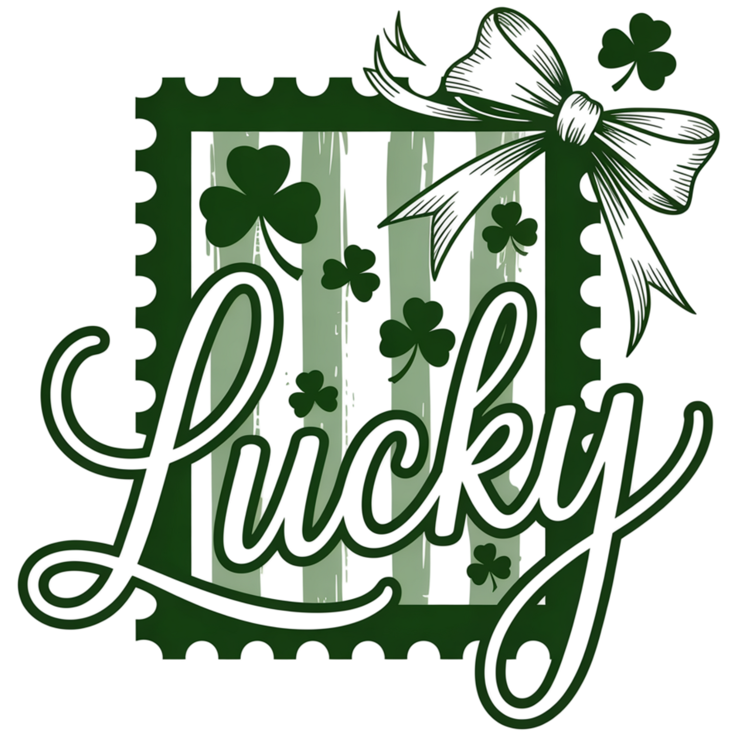 Lucky with Bow and Shamrocks Stamp