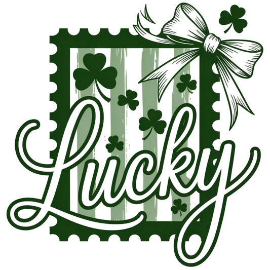 Lucky with Bow and Shamrocks Stamp
