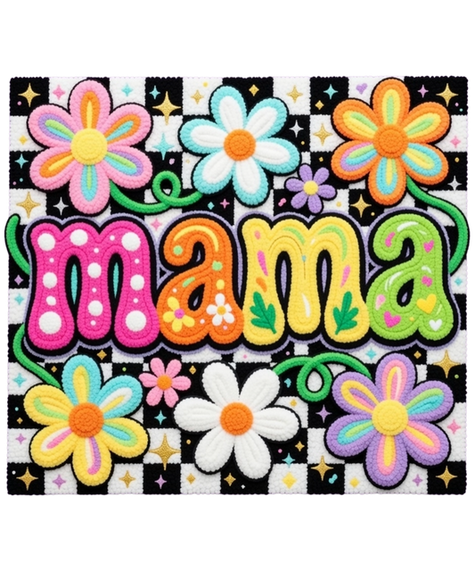 Mama Checker Board Background with Flowers