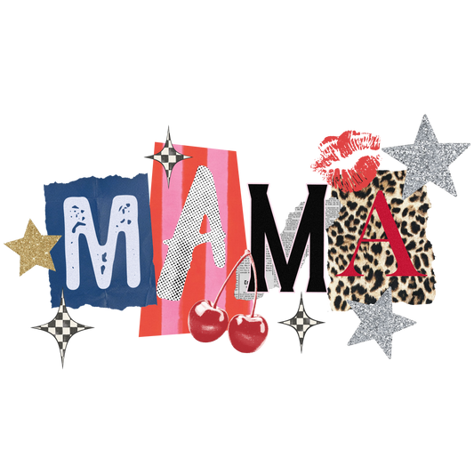 MAMA Collage with cherries, stars, and lips