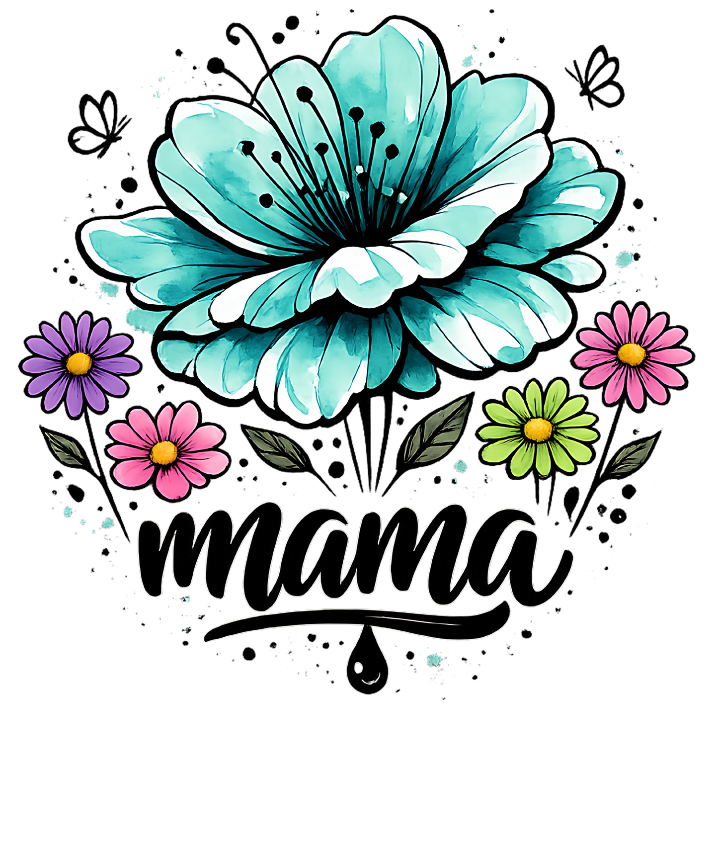Mama Turquoise Flower with surrounding flowers