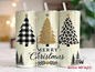 20oz Skinny Tumbler- Merry Christmas Trees in gold cheetah and plaid